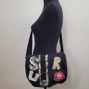 Survivor Canvas Patchwork Camo Shoulder Bag Adjustable Strap Pockets Flap